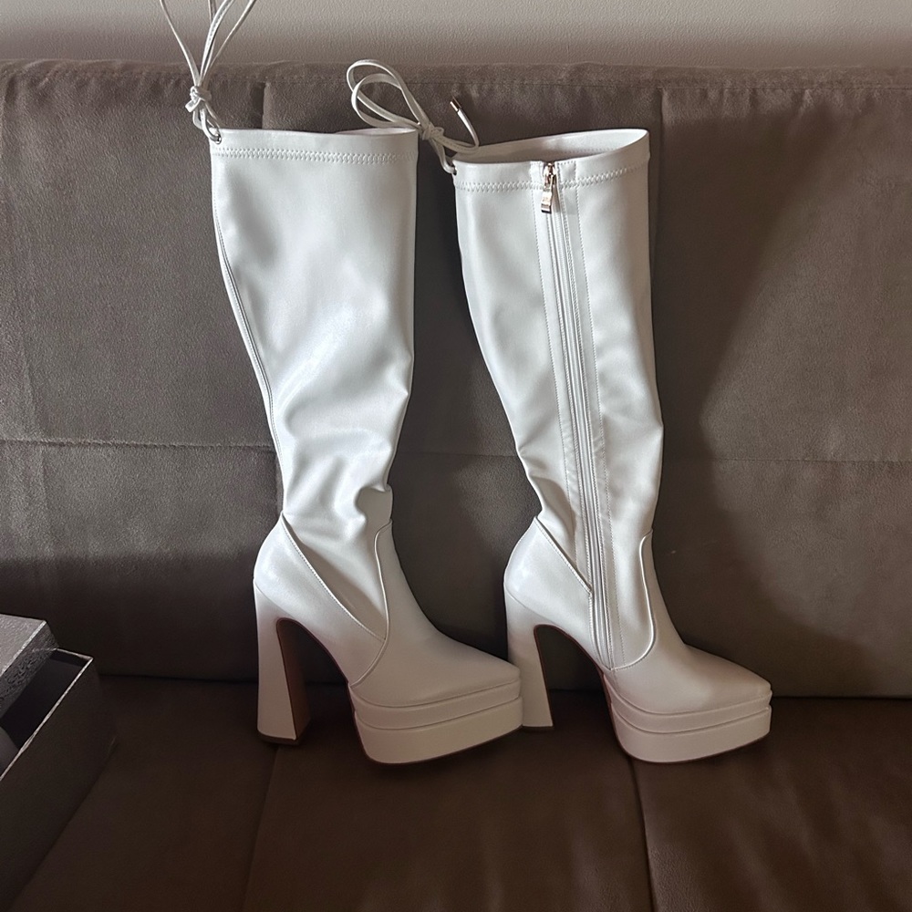 white knee high boots